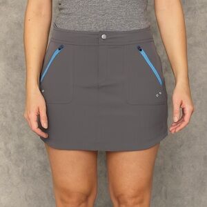 Title Nine Women Size 6 Gray Skort Nimblene Quick Dry Zip Pockets Adjustable hem